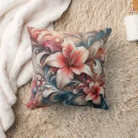 Lily Blossoms Amid Swirling Patterns Throw Pillow