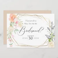 Watercolor Blush Flowers Will You Be My Bridesmaid Invitation