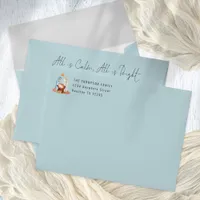 Nativity All is Calm Return Address Christmas Blue Envelope