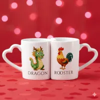 Dragon 龍 Rooster 鶏 Chinese Zodiac Coffee Mug Set
