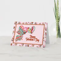 Trendy Girl Hearts Valentine Thank You Card