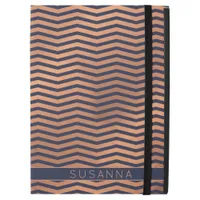 Girly Rose Gold Foil Chevron on Navy Blue iPad Pro 12.9" Case