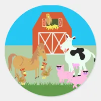 Barnyard Party Classic Round Sticker