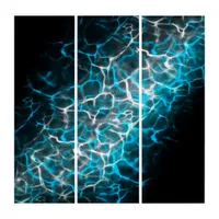 Blue and White Lightning Water Reflection  Triptych