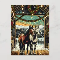 Merry Christmas Cartoon Horses Personalized Postcard