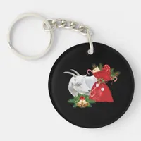 Saanen Goat With Holiday Spirit Keychain