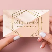 Geometric Marble Modern Pink And Gold Trendy Chic Business Card