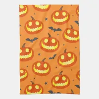 Halloween Orange Cartoon Pumpkin Pattern Kitchen Towel