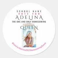 Vote Homecoming Queen Pink HOCO Photo Classic Round Sticker