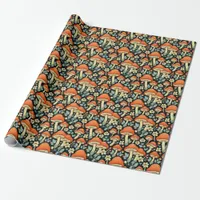 Retro Mushrooms Vintage Flowers Wrapping Paper