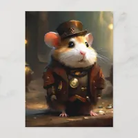 Cute Steampunk Hamster Postcard