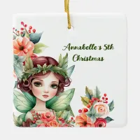 Green Woodland Fairy with Flowers Ornament