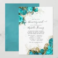 Vintage Turquoise and Gold Baby Shower by Mail Invitation