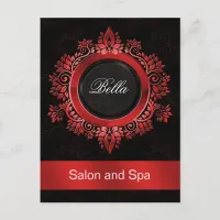 trendy damask red business ThankYou Cards