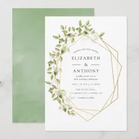 Watercolor Greenery Geometric Wedding Invitation