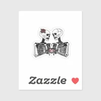 Romantic Skeleton Couple Gothic With Heart Hands Sticker