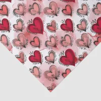 Whimsical Red and Pink Hearts Valentine's Tissue Paper
