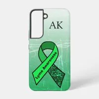 Lyme Disease Awareness Ribbon Monogrammed Samsung Galaxy S22 Case