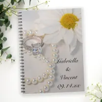 Elegant White Daisy Wedding Notebook