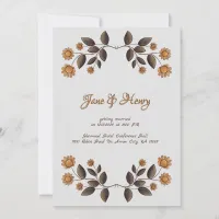 Golden Flowers and Heart Invitation