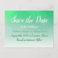 Green Crackle Personalized Save the Date Postcard