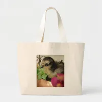 Frizzle Chick in Flowers Large Tote Bag