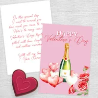 Romantic Valentine's Day with Champagne and Roses Card