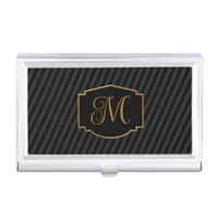 Elegant, Sophisticated Striped Monogram Business Card Case