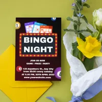 Black and Maroon Minimalis Bingo Night Invitations