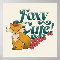 Foxy Cute with Flowers Poster