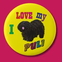 I love my Puli dog pin badge