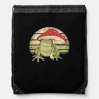 Cute Cottagecore Aesthetic Frog Mushroom Goblincor Drawstring Bag