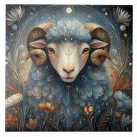 Aries Ram Zodiac Astrology Celestial Birthday Ceramic Tile