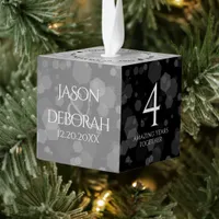 Elegant 4th Linen Wedding Anniversary Celebration Cube Ornament