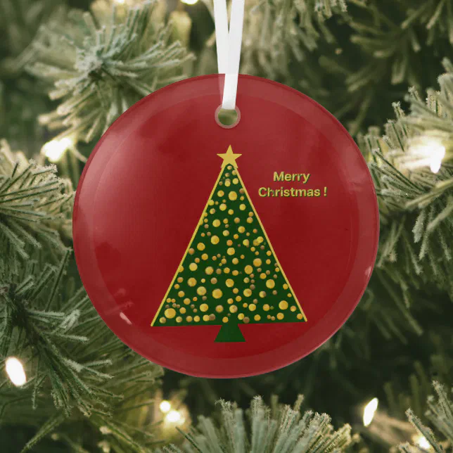 Modern Christmas tree Glass Ornament