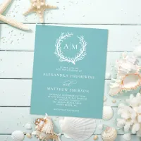 Budget Nautical Coral Reef Sea Glass Blue Wedding  Flyer