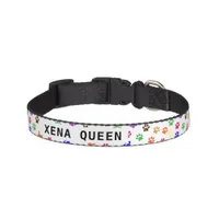 Custom Pet's Name Colorful Paw Prints Pet Collar