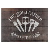 Rustic "The Grillfather: Funny BBQ Gift Cutting Board