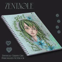Zentangle Garden Girl Personalized Notebook