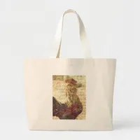 Vintage Chicken Large Tote Bag