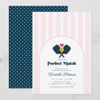Perfect Match Preppy Pickleball Bachelorette Party Invitation