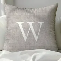 Rustic Light Gray Burlap Monogrammed Throw Pillows