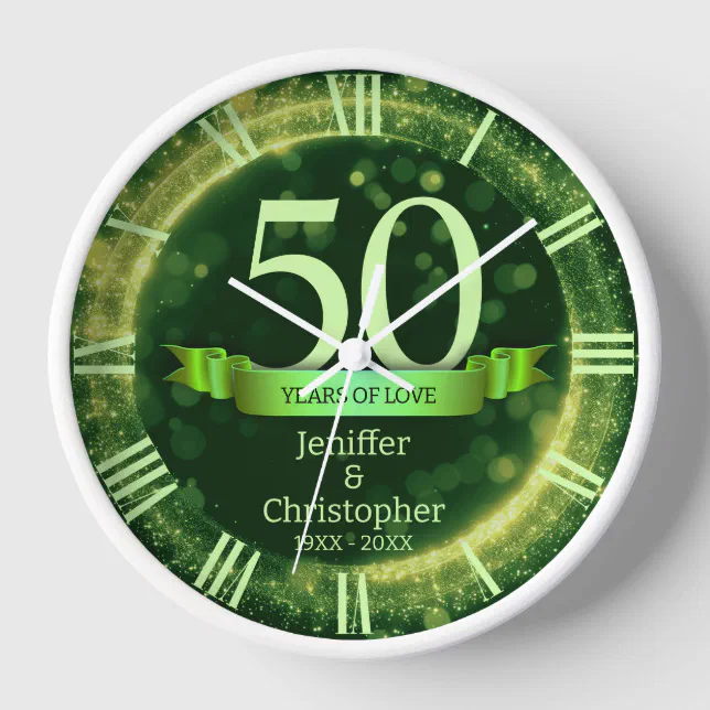 Green Glitter Edit Year Wedding Anniversary Clock