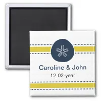 Yellow and Navy Sand Dollar Beach Wedding Design Magnet