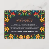 Mexican Black Floral Colorful Botanical Wedding Enclosure Card