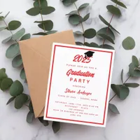 Red white Graduation Party 2025 invitation