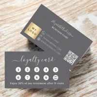 Charcoal gray qr code business logo loyalty card