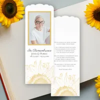 Yellow Sunflower Graphic Funeral Prayer Card Bookmarks