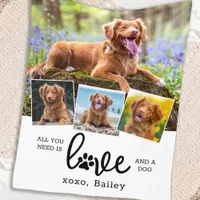 LOVE and a DOG Custom 4 Photo Collage Fleece Blanket
