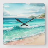 Watercolor Coastal Beach Art Clock